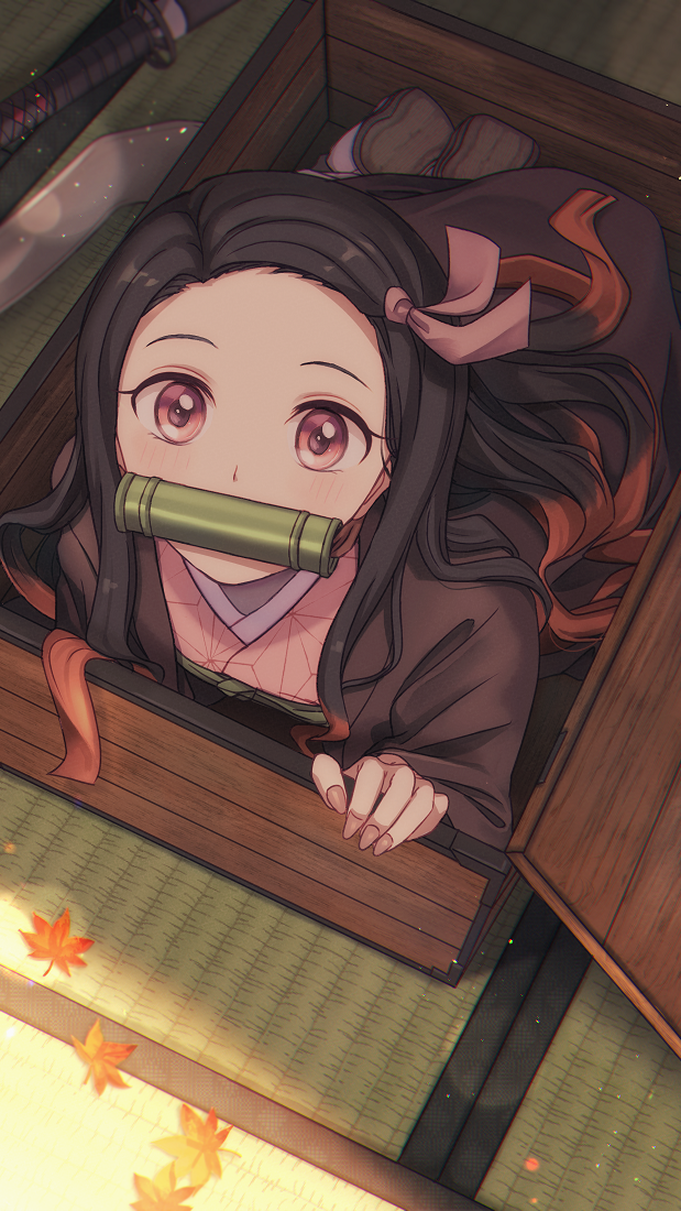 【鬼灭之刃】灶门弥豆子全面屏手机壁纸下载 7P