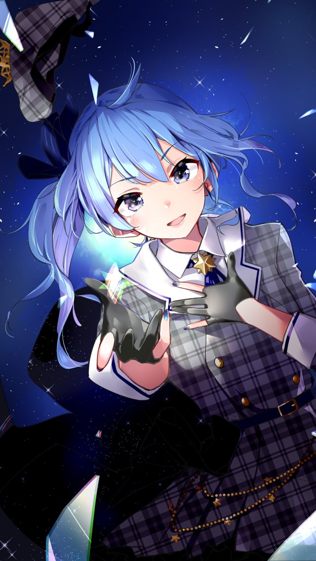 动漫美女：可爱的青色头发的美少女