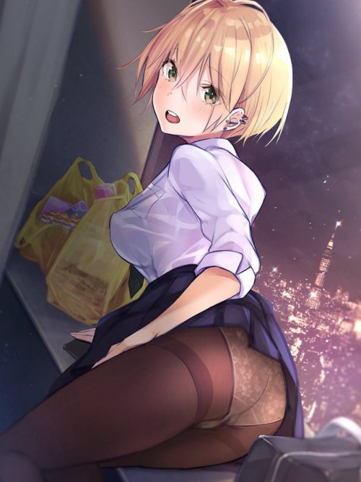 二次元黑丝控：短发黄毛妹子也很可爱 47P