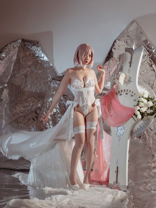 Cosplay：二佐Nisa-玛修婚纱 42P